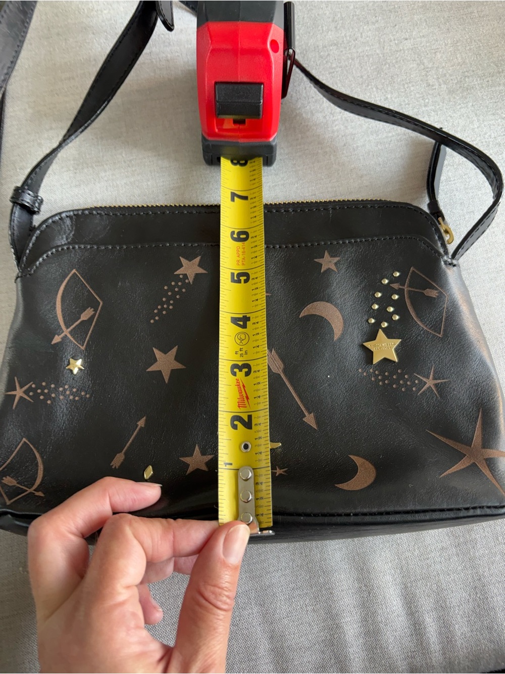 Tignanello Black Leather Celestial Star Moon Crossbody Bag - Picture 12 of 12